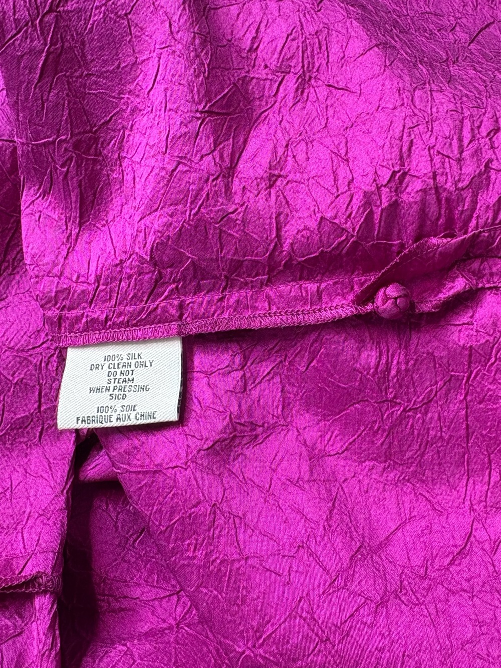 Eileen Fisher 100% Silk Mandarin Collar Blouse Magenta Size M - Picture 8 of 8